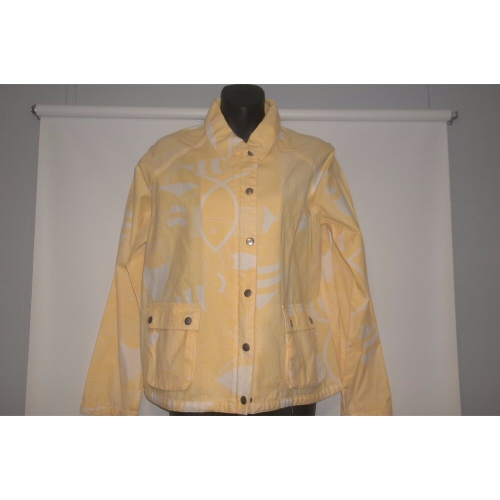CHICO'S LADIES JACKET SIZE 1 SMALL YELLOW WHITE